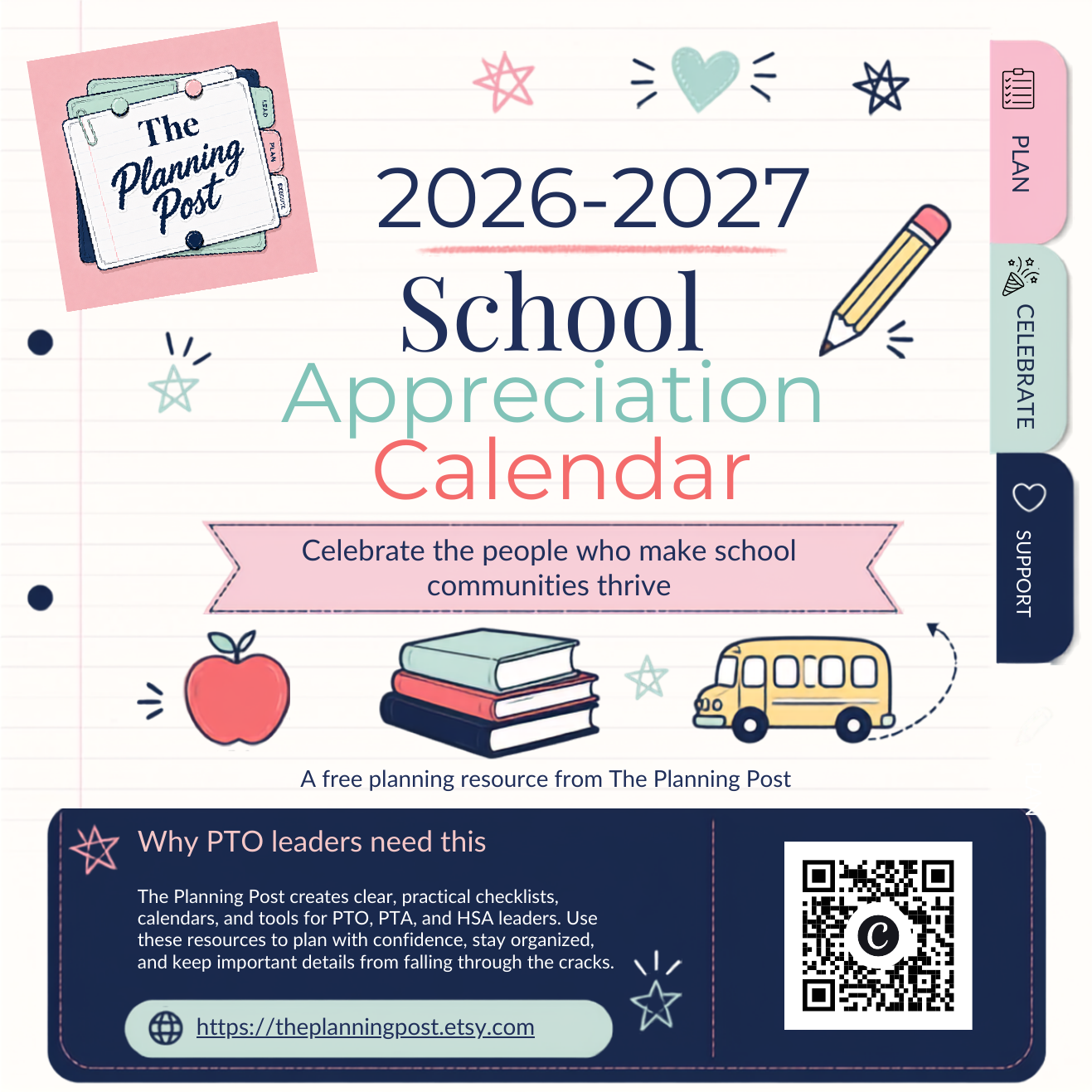 Preview of the 2026-2027 School Appreciation Calendar cover page